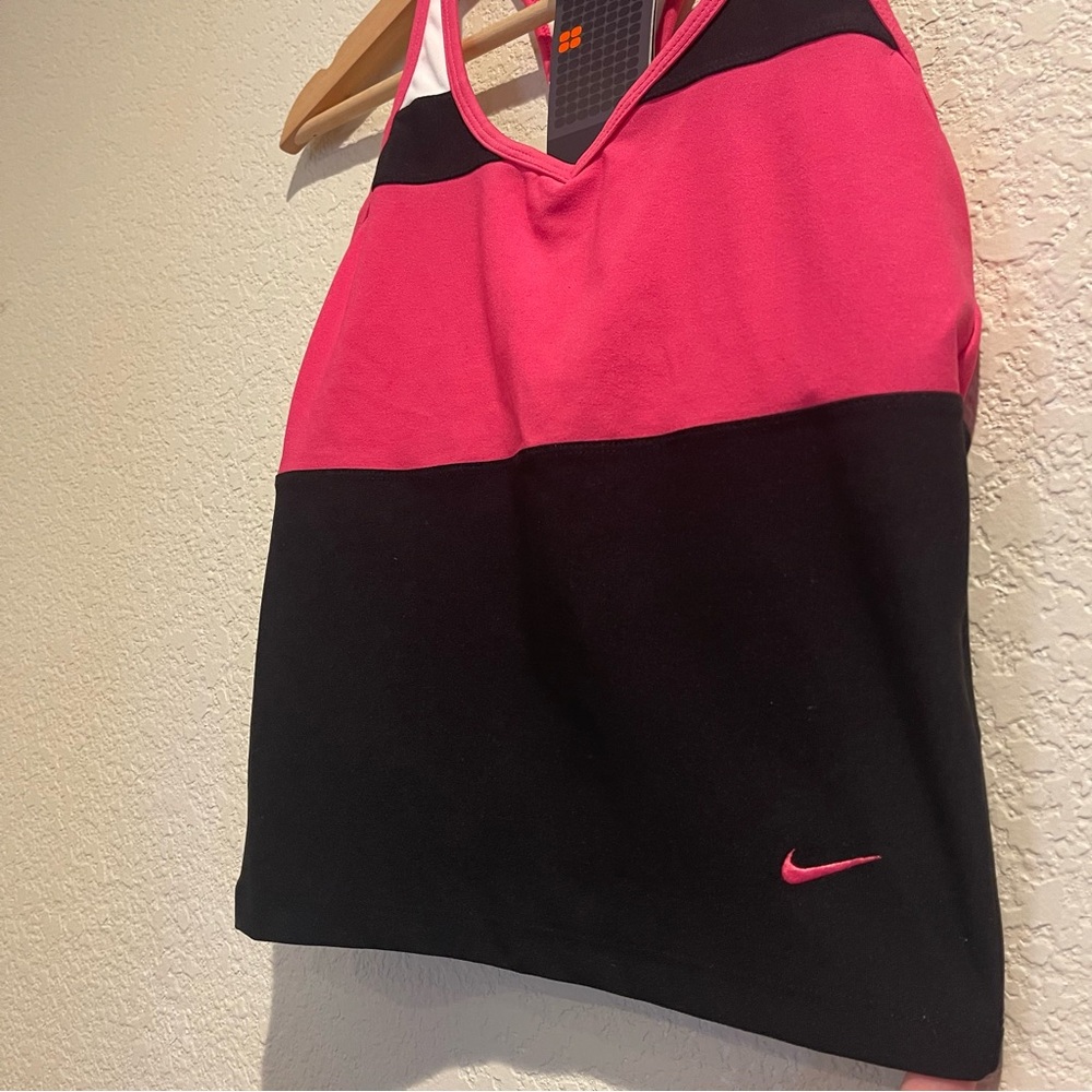 Nike Dri Fit Womens Racerback Running Built in Bra Tank size Small Pink/Black - Picture 5 of 7